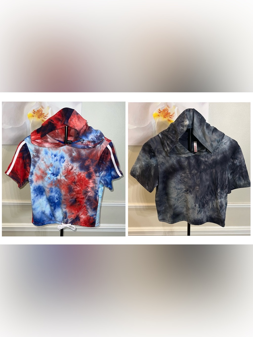 Rue21 Tie-Dye Cropped Hoodie AND Sweet Black & White Cropped Hoodie! Size M/L.
